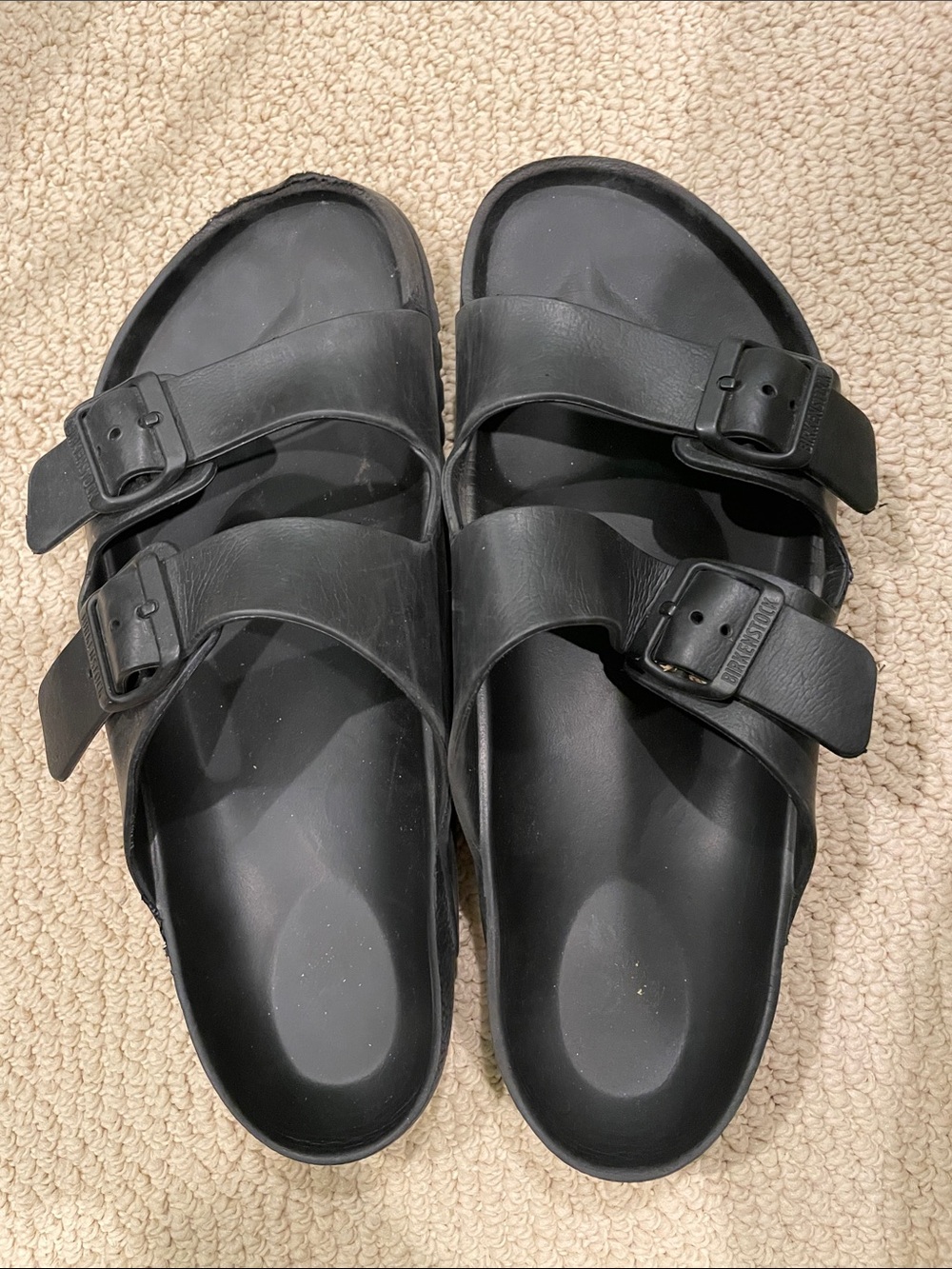 Birkenstock Black EVA Two-Strap Slide Sandals